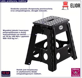 Składany Stołek Czarny Kuchenny Antypoślizgowy B1-N04