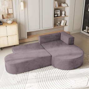 Masseno Narożnik CORTIO z funkcją spania i pojemnikiem na pościel Narozniki L, Rozkładana sofa - Wrzosowy, MONOLITH 62
