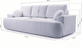Masseno Sofa FILO z funkcją spania i pojemnikiem na pościel, Rozkładana sofa - Beżowy, CORAL 50