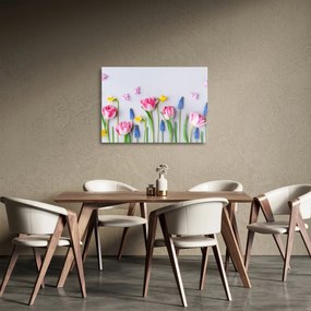 Obraz na szkle wiosennych kwiatów (70x50 cm)