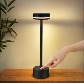 NETTLIFE Bezprzewodowa lampa stołowa LED Nettlife, 3000–6500 K, ściemnialna, lampka nocna z portem USB-C, dotykowa, czarna