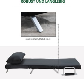 HOMCOM Fotel rozkładany 2w1 sofa do spania z regulowanym oparciem czarny kompaktowy design | Aosom PL