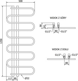 Mexen Kiso grzejnik łazienkowy dekoracyjny 1250 x 500 mm, 256 W, czarny - W114-1250-500-00-70