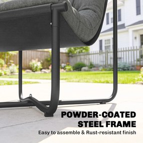 Outsunny Fotel Lounge Outdoor Ergonomiczny fotel ogrodowy z przyjazną dla skóry poduszką Szerokie siedzisko Stalowy stelaż Ciemnoszary | Aosom PL