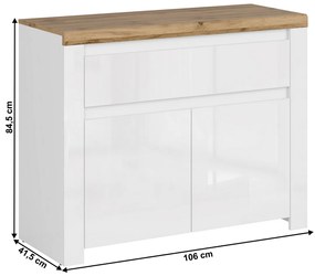 Szafka VILGO 2D1S, biały błyszczący