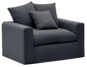 Antracytowy lniany fotel Nora – Kave Home