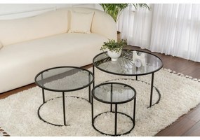 Zestaw stolików konferencyjnych Aurum Black and Grey 80 cm, 3 szt.