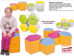 Siedzisko piankowe sześciokątne do szkół i przedszkoli Hexi, wysokość 35 cm