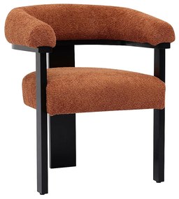 Krzesło z podłokietnikami z teksturowanej tkaniny i drewna kauczukowego - Terakota i czarny - LIVELIA marki Pascal Morabito