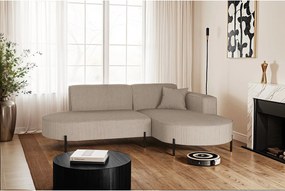 Narożnik w kształcie L Modena Rein, tkanina Poso, Ciemnobeżowy, Prawy