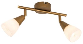 Klasyczny plafon złoty z matowym szkłem 2-punktowy - Madi