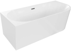 Mexen Mia wanna wolnostojąca narożna lewa 180 x 80 cm, biała, przelew gun metal - 52691808000L-95