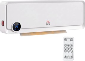 HOMCOM Nagrzewnica ścienna 2000W z pilotem, 3 tryby pracy, wyświetlacz LED, timer 12h | Aosom PL