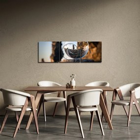 Obraz lupy i krajobrazu (z zegarem) (90x30 cm)