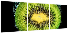 Obraz - szczegół kiwi w wodzie (z zegarem) (90x30 cm)
