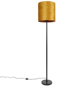 Klasyczna lampa stojąca z czarnym kloszem w kolorze złotym 40 cm - Simplo klasyczny/Antyczny Oswietlenie wewnetrzne