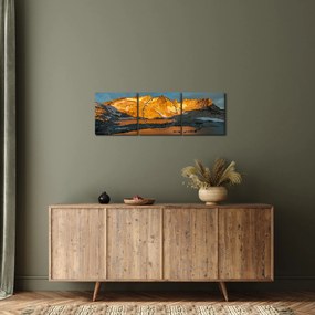 Obraz krajobrazu wysokogórskiego (z zegarem) (90x30 cm)