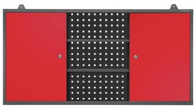 Szafka garażowa wisząca BEN, 1200 x 600 x 200 mm, antracytowo-czerwona   