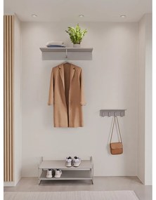 Jasnoszary stalowy wieszak ścienny z półką 21,5 cm A-Coat – Zone