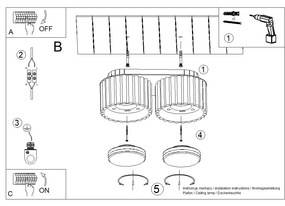 Plafon dwupunktowy AURA 2 taupe GX53 ryflowany SOLLUX  LIGHTING