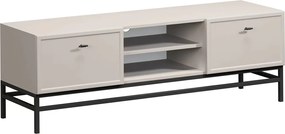 Szafka RTV Lorini 150 cm z szufladami - kaszmir / czarne uchwyty T-bar / stelaż