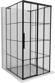 Mexen Rox-3S L kabina prysznicowa 3-ścienna rozsuwana prawa 95 x 95 cm, czarna kratka, czarna - 8C2L-095-095-70-77-3S-P