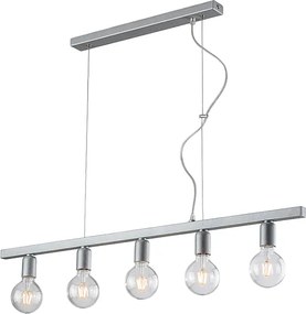 Lampa wisząca Fabian z żelaza lakierowanego na biało i srebrno, 5 świateł, dł. 101 x 5, BL293-5-ARG