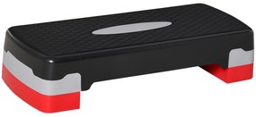 HOMCOM Stepper treningowy 2-stopniowa regulacja wysokości do użytku domowego i biurowego Czarny+Szary+Czerwony 68x29x15 cm