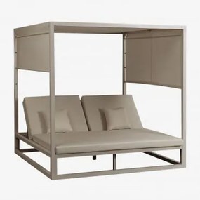 Rozkładane Łóżko Balijskie Z Aluminium I Tkaniny Nasau Moka Brown - Sklum