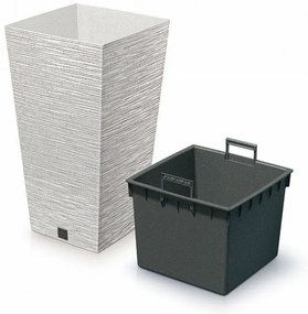 Doniczka FURU SQUARE ECO WOOD z wkładem 24 cm, biały ECO, S