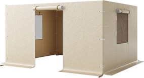 Boczne Ściany dla Pokrowca na Altankę Zima SucceBuy, 3,1x3,6 m, Pokrycie na Altankę na Wszystkie Sezony, z Oknami z Siatki, Materiał PE Wysokiej Gęstości