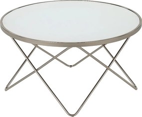 Stolik kawowy - szkło - biały - TINASA