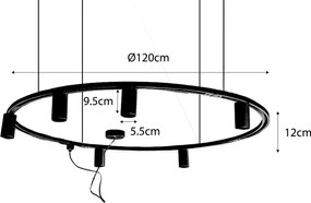 Nowoczesny wiszący system oświetlenia szynowego z 6 reflektorami białymi 1-fazowymi GU10 50 mm - Iconic Ruby Honey