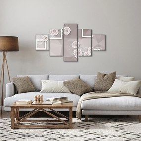 Obraz z beżowymi kwiatami (125x70 cm)