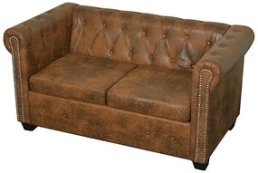 2-osobowa brązowa sofa w stylu Chesterfield Astrin