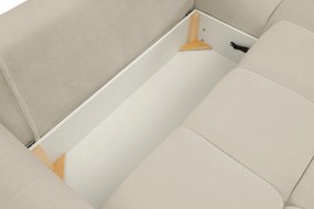 Masseno Narożnik MODA z funkcją spania i pojemnikiem na pościel Narozniki L, Rozkładana sofa - Kremowy, SICURO 55