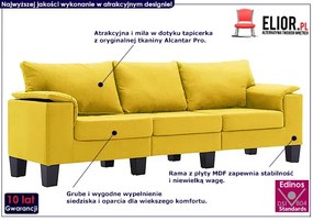 Trzyosobowa ekskluzywna żółta sofa - Ekilore 3Q