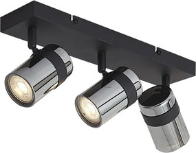 Czarny reflektor sufitowy z przydymionym szkłem, 3-punktowy, obrotowy i przechylny - Gianni Nowoczesny Oswietlenie wewnetrzne