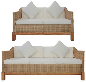 2-częściowy zestaw wypoczynkowy, dwie sofy, naturalny rattan K9-N09
