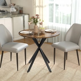 HOMCOM Okrągły stół kuchenny, 80 cm, kompaktowy blat, płyta wiórowa, metal, Rustykalny-brązowy | Aosom PL