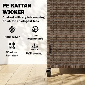 Outsunny Wózek serwisowy Rattanowy wózek kuchenny z FSC certyfikowaną powierzchnią eukaliptusową, półką, kółkami i uchwytem bocznym 95 x 54 x 84 cm | Aosom PL