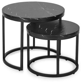 Komplet dwóch eleganckich stolików czarny marmur - Kendal