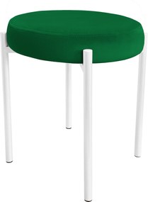 Taboret DIOR stelaż metalowy tkanina Welur : Kolor Stelaża - Biały, Kolor tkaniny - VELVET - MG25, Typ tkaniny - Velvet
