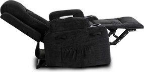 Fotel Masujący BOX 2 Rozkładany z Podnóżkiem Czarny Nowoczesny