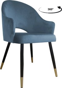 Krzesło Velvet tkanina Welur noga metalowa : Kolor nogi - Czano-złota stożek, Kolor tkaniny - VELVET - BL06, Typ siedziska - Siedzisko obrotowe 360°