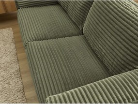 Zielona sztruksowa rozkładana sofa do spania 220 cm Hugo – Bobochic Paris