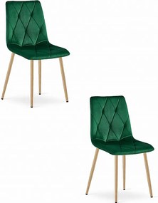 Krzesło Valora TYRA z ciemnozielonym aksamitem i drewnianymi nogami x2