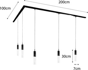 Nowoczesny system szynowy z 5 lampami wiszącymi, ciemny brąz, 1-fazowy - Iconic Lloyd