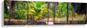 Obraz - Drewniana łódź na kanale, Tajlandia (170x50 cm)