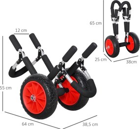 HOMCOM Wózek surfingowy składany do transportu deski surfingowej z oponami PU i wyściełaniem srebrny do 45 kg | Aosom PL